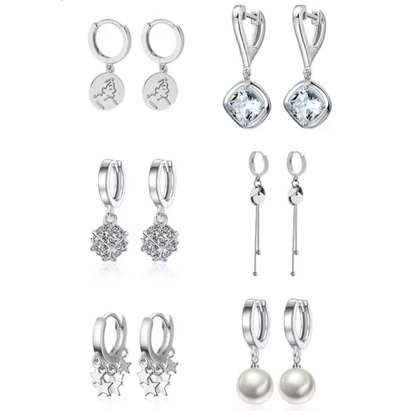 Platinum Plated 925 Sterling Silver Heart Diamond Simulant Dangle Earrings, NEW - Picture 3 of 5